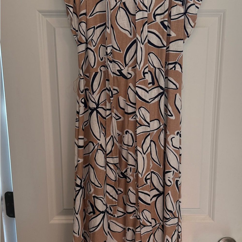 LOFT Beige and Black Floral Maxi Dress